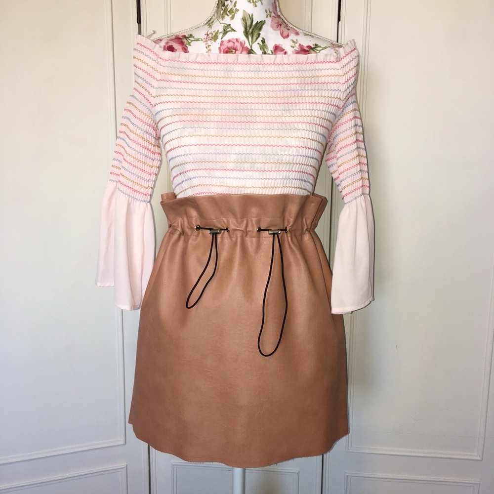 Smocked Color Block Half Sleeve Top